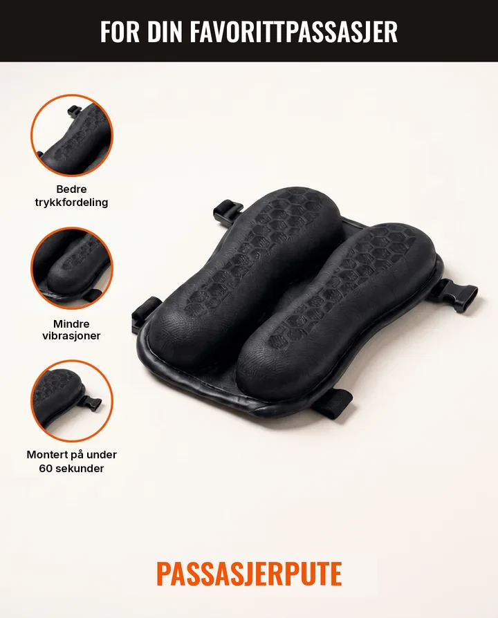 Passasjerpute: bedre trykkfordeling, mindre vibrasjoner, montert på under 60 sekunder